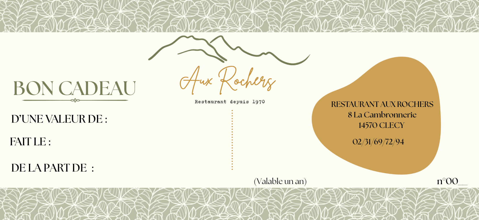Bon cadeau Aux Rochers